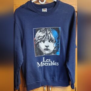 Les Miserables 1986 Sweatshirt Men’s M Medium Blue Vintage Sweater Fruit Of Loom